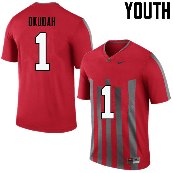 Youth Ohio State Buckeyes #1 Jeffrey Okudah Throwback Game College Stitched Football Jersey 23DN043PQ